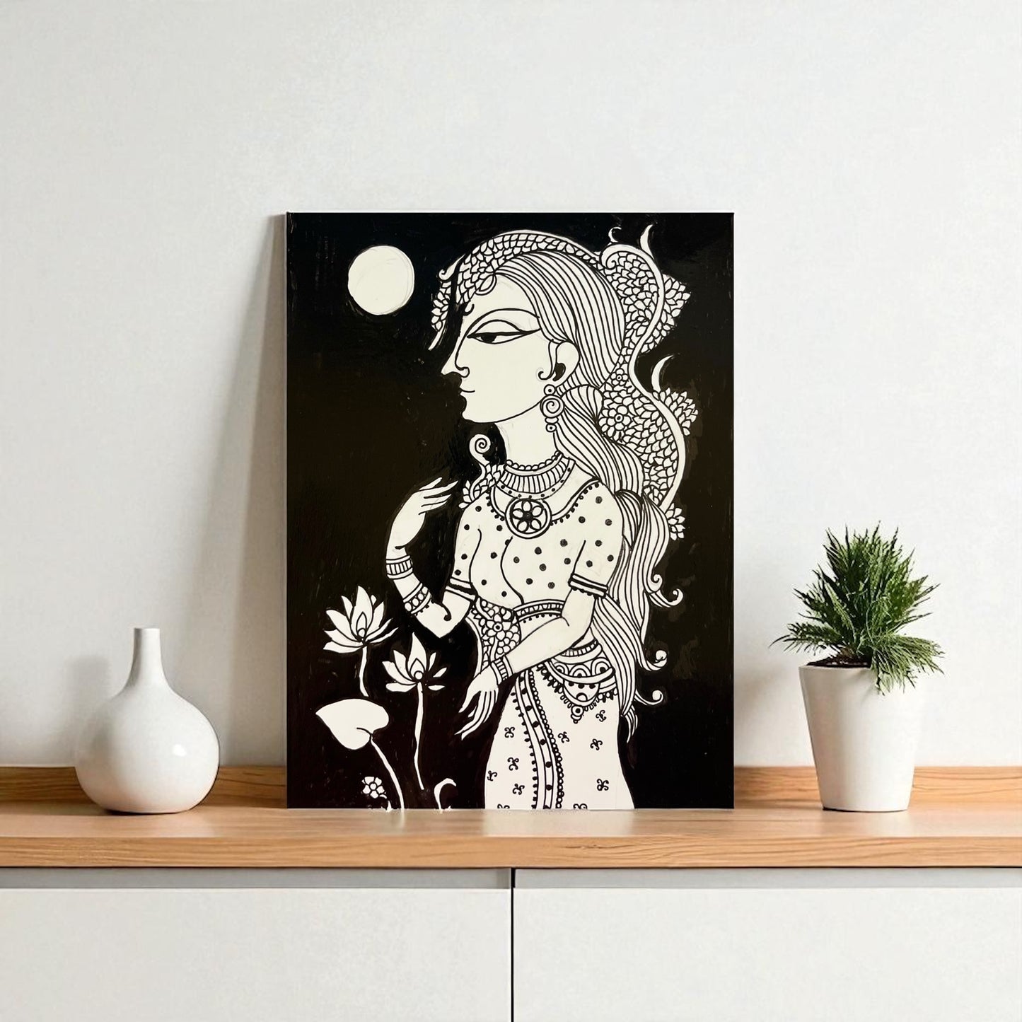 Women Looking at the moon Ink art