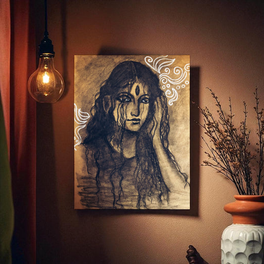 Tears of the Goddess Charcoal Art