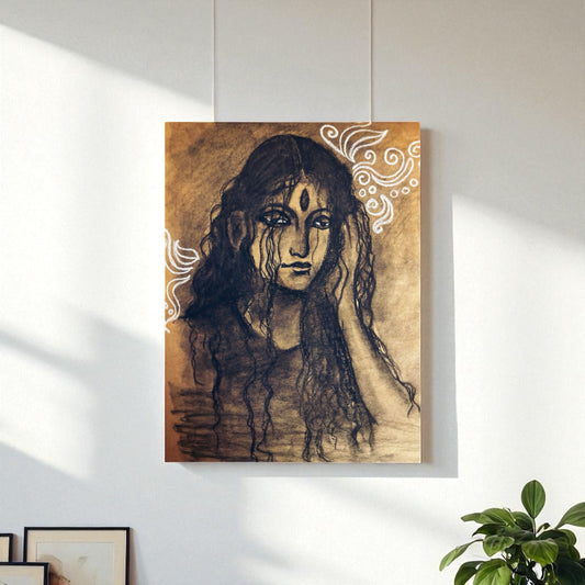 Tears of the Goddess Charcoal Art