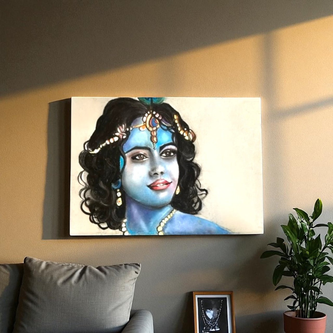 Smiling Sree Krishna Using Soft Pastel